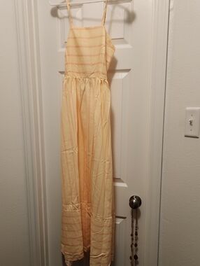 Source Unknown Pale Yellow Striped Maxi Dress